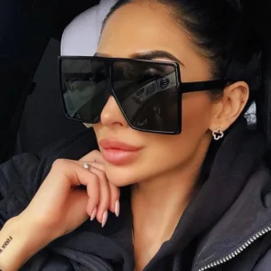 Big Frame Flat Oversize Sunglasses Women Fashion Square Plastic Custom Logo Sun Glasses Gafas De Sol