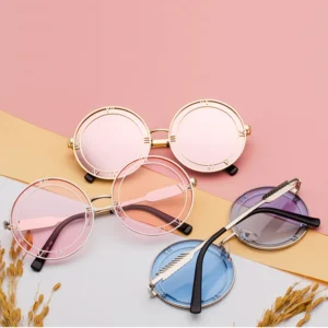 Big Size Frame Trendy Metal Sunglasses Oversized Outdoor Round Eye Protection Sun Glasses