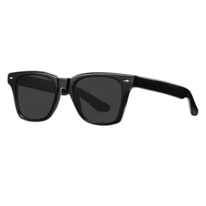 Black Rectangle Square Metal Trim Decoration Sunglasses Polarized Sunglasses for Men TR90 & Acetate