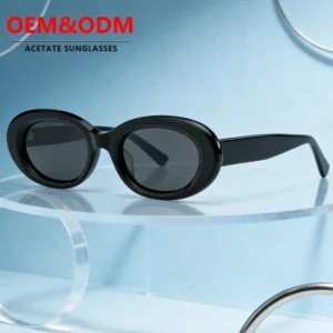 Blue Acetate Frame Comfortable Candy Colored Tinted Sunglasses with Tac Lenses Small Oval Retro Style for Men and Women