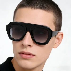 Bold Thick Frame Top Flat Gradient Lenses UV400 Protection Acetate Sunglasses for Men and Women