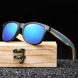 Bulk Fashion Oval Plastic Frame UV400 Mirrored Lens Custom Logo Colour Printed Wooden Temple Sunglasses