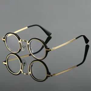 Business Style Round Frame Unique Prescription Eyewear Metal Circular Blue Light Blocking Eyeglasses