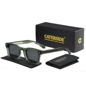 CATERSIDE Fashion Square Unisex TAC Polarized Sunglasses Lightweight Full Rim Durable Anti Glare UV400 Protection Outdoor Party