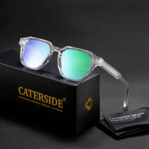 CATERSIDE Unisex Fashion Sunglasses Square Frame Full Rim UV400 Durable Anti Glare Lenses Outdoor Beach Travel Glasses