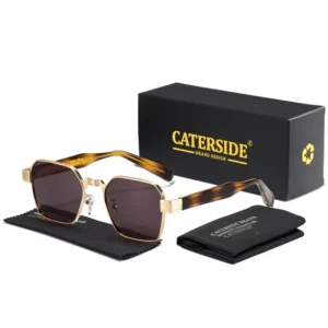 CATERSIDE Unisex Optics Suneyeglass Metal Full Rim Square Frame Polarized UV400 Prescription Sunglasses Anti-Glare Durable