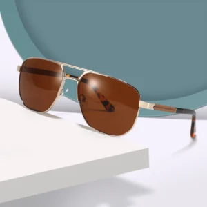 CONCHEN New Design Metal Sunglasses Wood Temple Women Men Luxury Polarized Sunglasses Outdoor