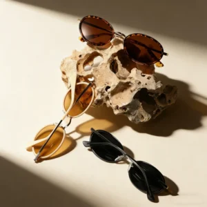 CONCHEN Retro Vintage Oval TR90 Frame Metal Acetate Sunglasses Women Fashion Polarized Sun Glasses