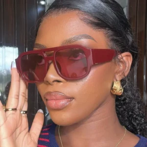 Casual Double-Bridge Sunglasses for Women Fashionable Sun Protection European American Personality for Photos