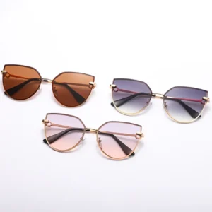 Cat Eye Design Rimless Sunglasses Women Gradient Trendy Fashion Sun Glasses UV400 Metal Frame Shades