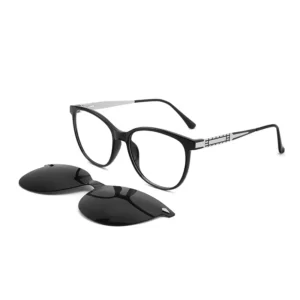 Cat Eye Style Polarized Clip On Sunglasses UV Protection Retro Solid Pattern Women’s Fashion Eyeglass Frames