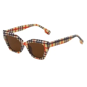 Cat Eye Sunglasses Unisex Multi Color Small Frame Plaid Fancy Design UV400 Optical Lenses PC Material Custom Logo