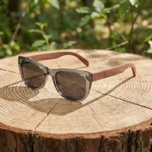 Cat Eye Sunglasses Vintage Retro Wooden Temple Small Frame Unisex UV Protection Polarized Bamboo Wood