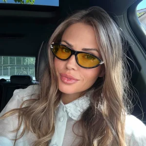 Cat eye Gold Frame Sunglasses Retro Oval Cyberpunk Style UV400 Protection for Outdoor Vacation