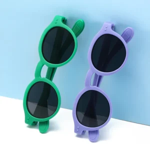 Children Colorful Frame Sunglasses Flexible Light TPEE Round Polarized Unfoldable Kids Sunglasses Tac Lenses