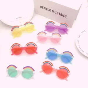 Children’s Multi Color Personalized Fashion Trendy Boys and Girls Round Frame Rainbow Sunglasses