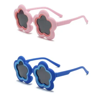 Children’s Polarized Full Rim Silicone Sunglasses UV Protection Blue Pink Frames