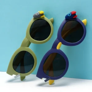 Children’s Round Sun Glasses Boy Girl Cartoon Cool Small Rocket Shaped Advanced Sunshade Polarized Kids Sunglasses