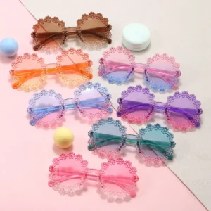 Children’s Small Daisy Flowers Surround The Round Frame Sunglasses Beachwear Hawaiian Decoration Baby Photo Frame Sunglasses