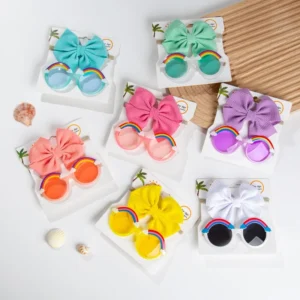 Children’s Sun Lens Set Cartoon Toy rainbow Colored Sunglasses Headband Two-piece Set Sunglasses