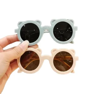 Children’s Sunglasses Retro Baby Cute Bear Round Frame Sunglasses Photography Decoration