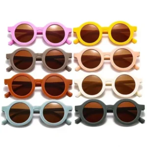 Children’s UV400 Round Full Frame Sunglasses Anti UV Unisex Cute Cartoon for Outdoor Sports Travel & Riding