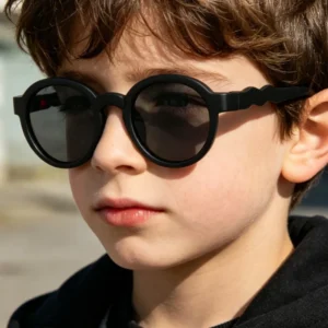 Children’s Unisex Round Full Frame Sunglasses with UV resistant Soft Silicone Polarized Lenses