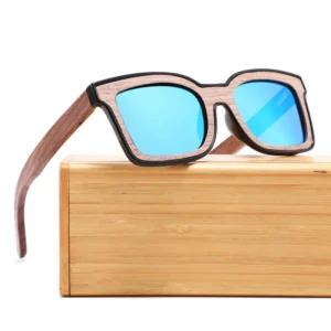 China square Frame Sun Glasses Polarized Manufacturer Oem Mirrored Custom logo Wood Sunglasses
