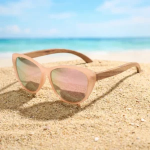 Classic Cat Eye Sunglasses Women Fashion Simple UV400 Wooden Temple Polarized Sunglasses Men Beach Outdoor Shades