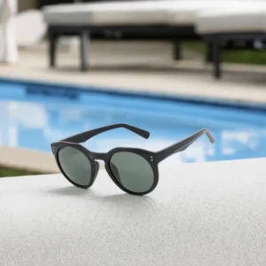 Classic Glass Lens Sunglasses TR Frame Blue Black Gold Plastic Glasses Comfortable for Men and Women