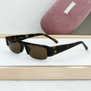 Classic Half Rimless Acetate Sunglasses for Women Outdoor Driving Eyewear Rectangle