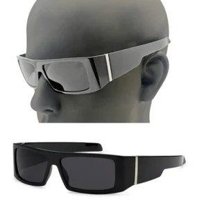 Classic OG UV400 Vintage Rectangle Sunglasses with Chicano Chic Black Frame White Steampunk Plastic Chunky Chic Design