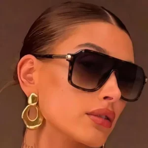 Classic Oversized One Piece Square Sunglasses Men Luxury Trendy Metal Big Frame Goggle Stylish Sun Glasses for Ladies