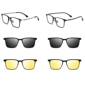Classic Rectangular Fashion TR90 Clip on Sunglasses 3 in 1 Sunglasses Series