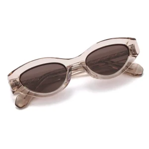 Classic Retro Cat Eye Sunglasses Fashion Forward Transparent Teal Acetate Frame with UV Protection