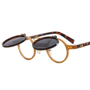 Classic Round Clip-On Unisex Metal Frame Sunglasses with UV400 Lenses Custom Logo 10 Colors Available