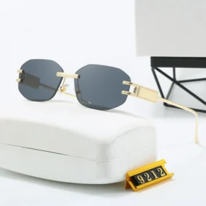 Classic Square UV400 Metal Sunglasses Luxury Quality Women Men Fashion Designer Rimless Sunglasses