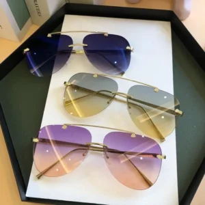 Classic UV400 Metal Oversized Vintage Rimless Driver Shades for Men Women