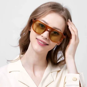 Classic Vintage Double Bridge Square Acetate Frame Premium Polarized Lens Sunglasses Women