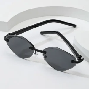 Classic Vintage Gold Sunglasses with UV400 Lenses Rimless and PC Frame Fashionable Design for Men and Women