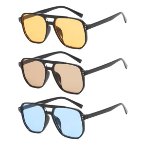 Classic Vintage Men Aviation Sunglasses Plastic Frame Oversized Double Bridge Pilot Sun Glasses