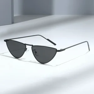 Classic Women’s Metal Pointed Cat Eyes Light Colored Lens Men’s Personalized Cool Sunglasses