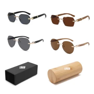 Classic square Frameless Ebony UV400 Sunglass Men Luxury Sunglasses Women Custom Own logo Gafas De Sol Sunglasses