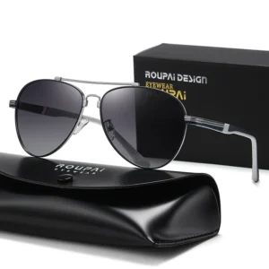 Classical Big Frame Pilot Sunglasses Round Oversized Polarized Flexible Metal Sunglasses for Driving