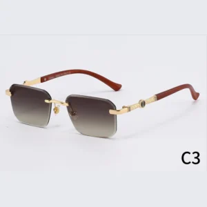 Classical Gold Rimless Metal Sunglasses UV