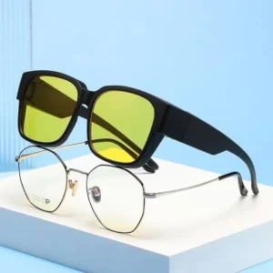 Clip On Sunglasses for Driving UV400 Anti Glare Prescription Glasses Attachable Sunshade