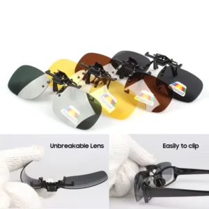 Clip on Sunglasses with Night Vision Polarized Driving Fishing Clip on Men’s Glasses Shades