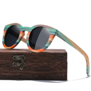 Colored Bamboo Unisex Fashion Sunglasses Vintage Retro Polarized UV Protection Full Rim Durable Lightweight Comfortable
