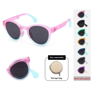Colorful Boys Girls Flexible Light TR90 Round Polarized Foldable Kids Sunglasses