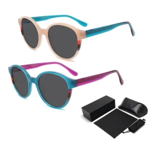 Colorful Handmade Acetate Sunglasses Women Men Oversized Round Polarized Sun Glasses